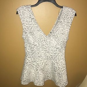 Grey & White Peplum Blouse